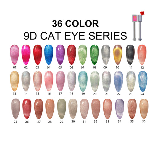 DC 9D Cat Eye (Gel only; 36 colors). Free 1 sample and 2 magnet