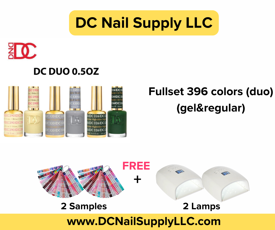 DC Fullset Gel and Lacquer (396 colors; $5.50/color). Free 2 Chart and 1 Lamp
