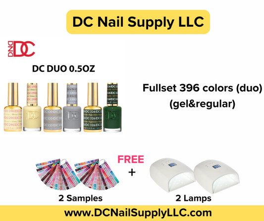 DC Fullset Gel and Lacquer (396 colors; $5.50/color). Free 2 Chart and 1 Lamp