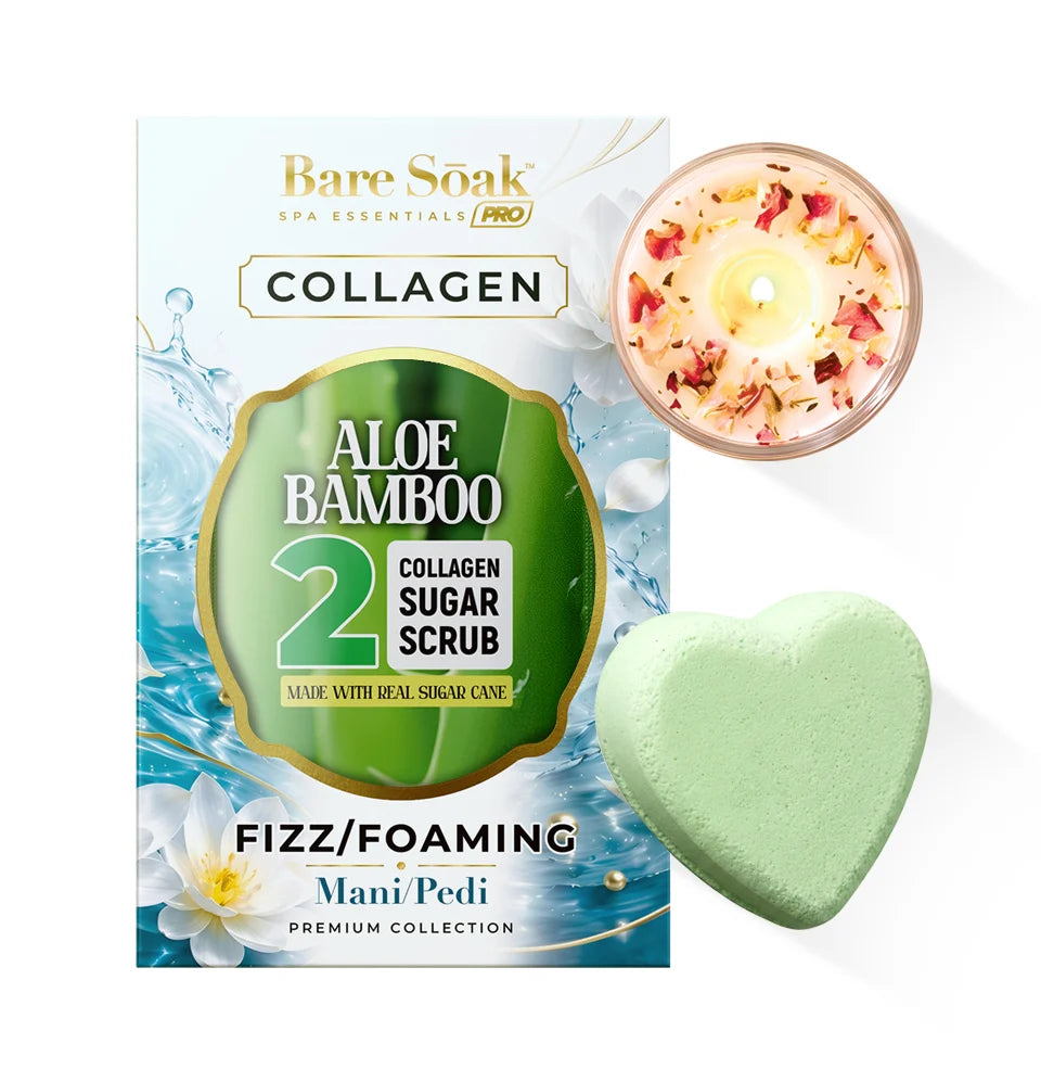 Collagen Foaming/Bubble Pedi Bomb and Massage Candle- 5 Steps Kit (50pcs/case)