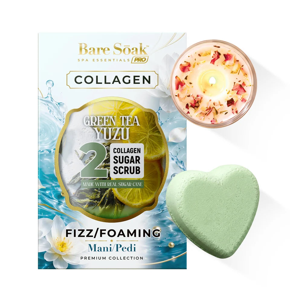 Collagen Foaming/Bubble Pedi Bomb and Massage Candle- 5 Steps Kit (50pcs/case)