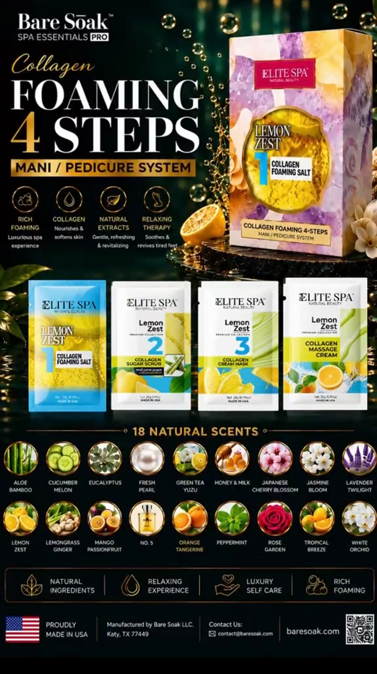 Baresoak Collagen Spa 4in1 (50pcs) Made in USA