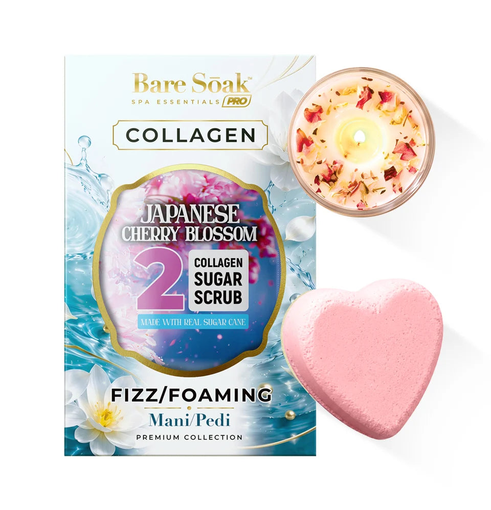 Collagen Foaming/Bubble Pedi Bomb and Massage Candle- 5 Steps Kit (50pcs/case)