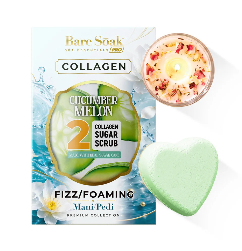 Collagen Foaming/Bubble Pedi Bomb and Massage Candle- 5 Steps Kit (50pcs/case)