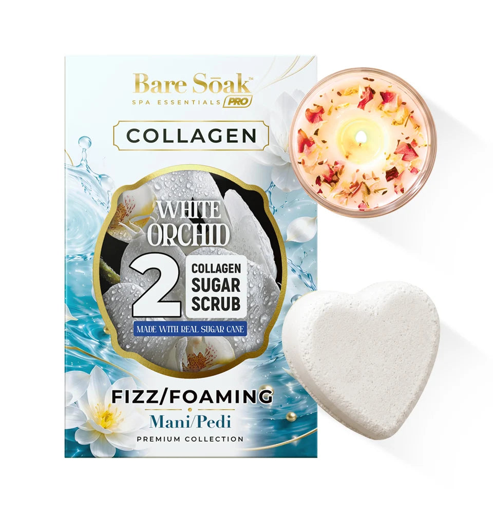 Collagen Foaming/Bubble Pedi Bomb and Massage Candle- 5 Steps Kit (50pcs/case)
