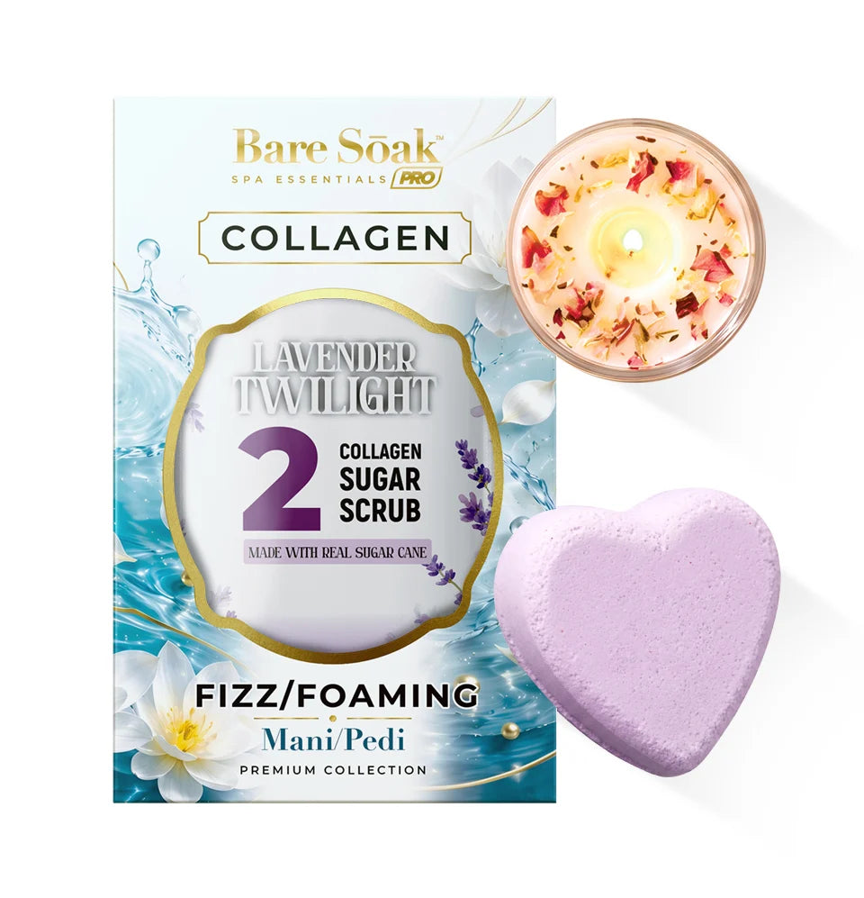 Collagen Foaming/Bubble Pedi Bomb and Massage Candle- 5 Steps Kit (50pcs/case)