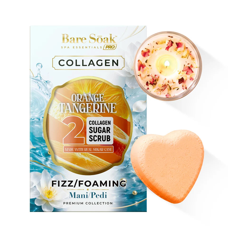 Collagen Foaming/Bubble Pedi Bomb and Massage Candle- 5 Steps Kit (50pcs/case)