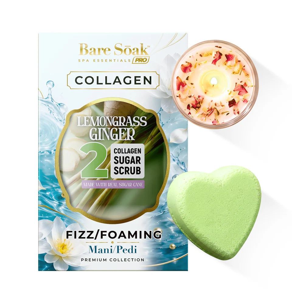 Collagen Foaming/Bubble Pedi Bomb and Massage Candle- 5 Steps Kit (50pcs/case)