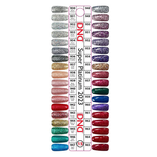 DND Collection 15 SUPPER PLATINUM (Gel only). Free 2 sample charts