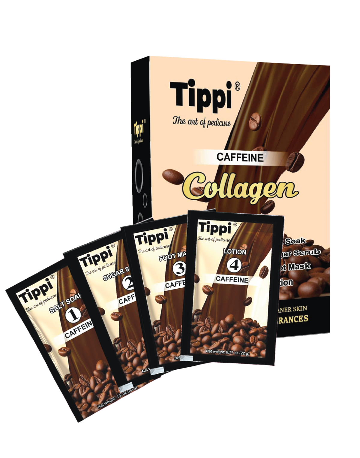 Tippi Pedi Kit 4 Steps-CAFFEIN (50pcs/case)