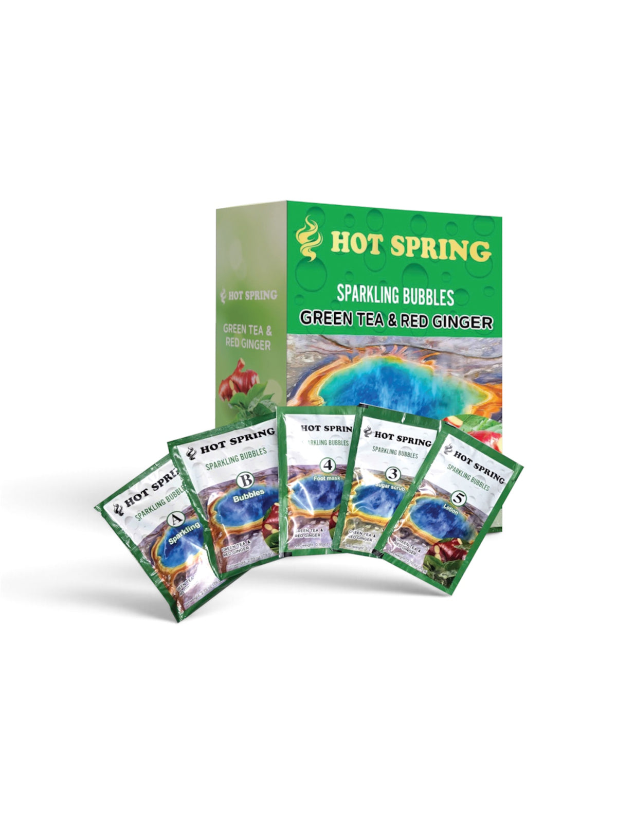 Hot Spring Sparkling Bubbles 5in1 + Free Pedicure Liner-GREENTEA & GINGER