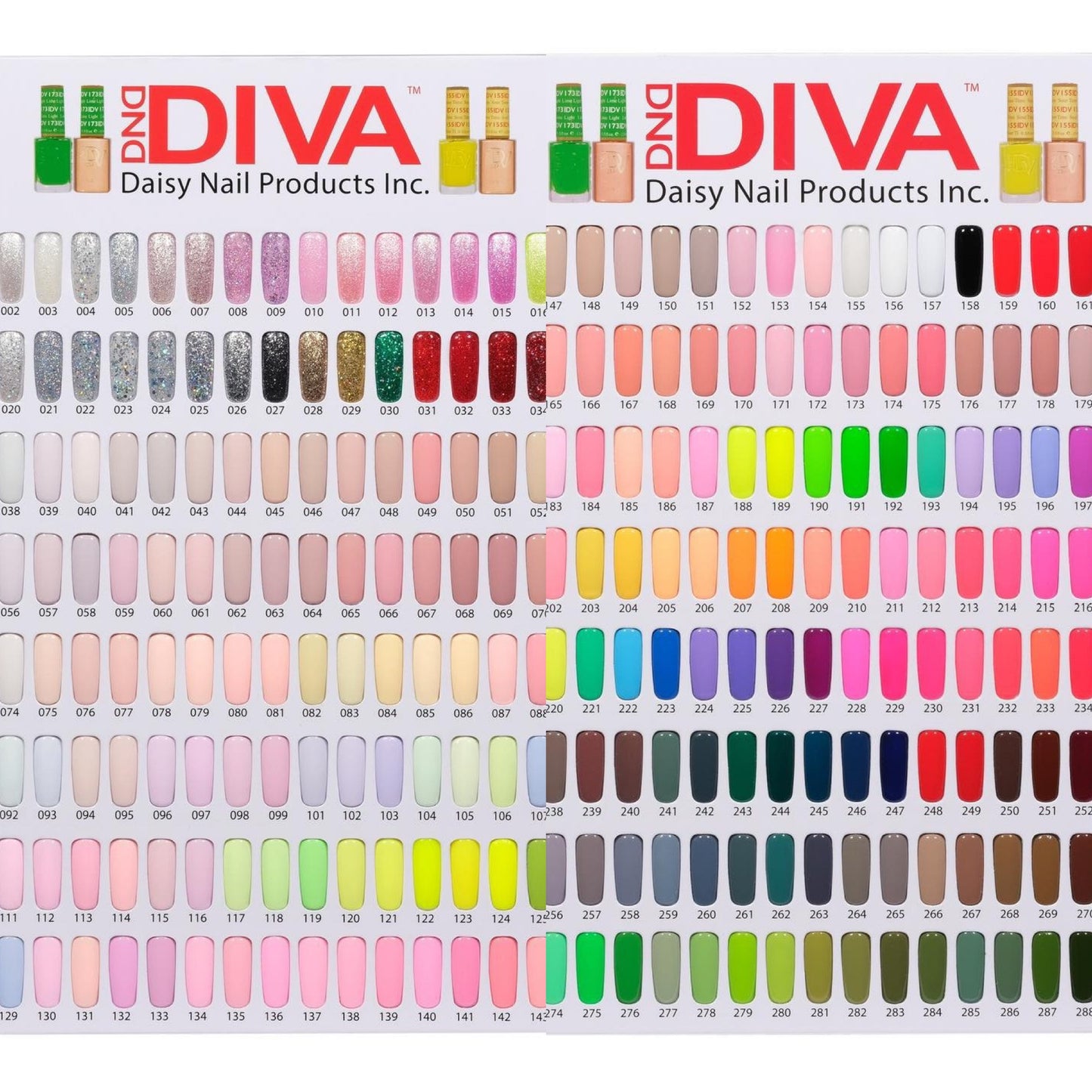 Diva by DND Fullset Gel& Lacquer ($5.50 each; 288 colors). Free 2 books