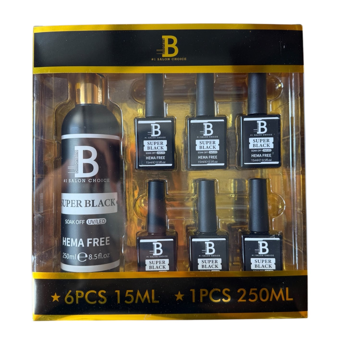 Super Black Gel Billionaire 8.5oz free 6 small 0.5oz