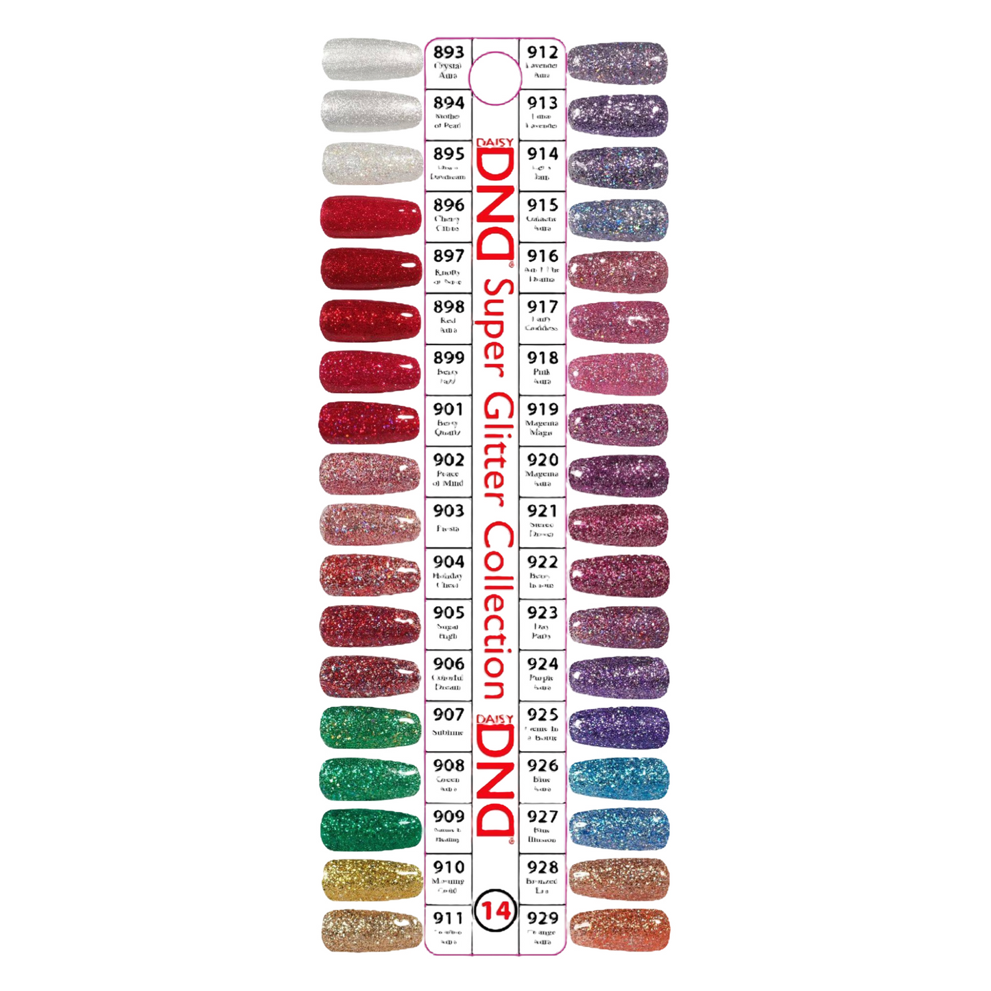 DND Collection 14 SUPPER GLITTER (Gel & Lacquer)- 36 Colors. Free 1 sample charts