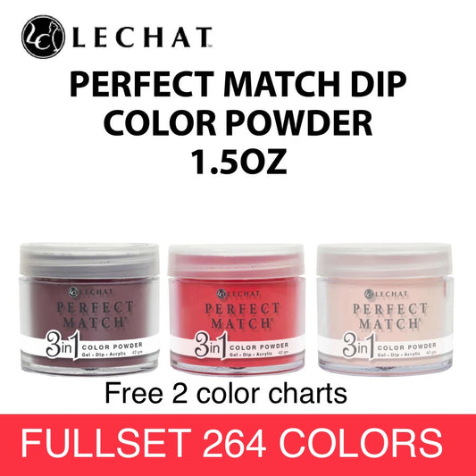 Perfect Match Lechat Dipping Powder ($8.00 each). Fullset 264 colors. Free 1 Sample Chart