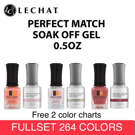 Perfect Match Lechat DUO (Gel and Lacquer; $8.00 ea). Fullset 264 colors. Free 1 Sample Chart
